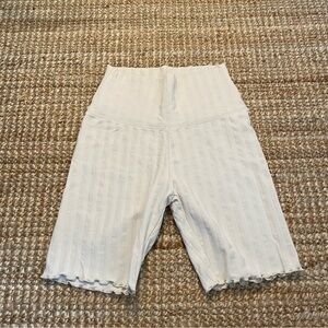 Aerie Offline pin-striped biker shorts with lettuce hem